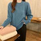 Round Neck Cable-knit Sweater