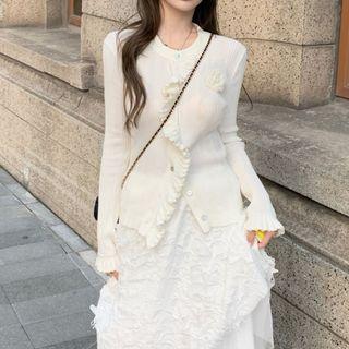 Ruffled Knit Top / Asymmetrical A-line Skirt