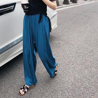 High-waist Plain Pleated Chiffon Pants