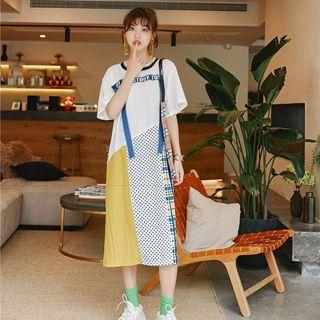 Lettering Strap Short-sleeve T-shirt Dress