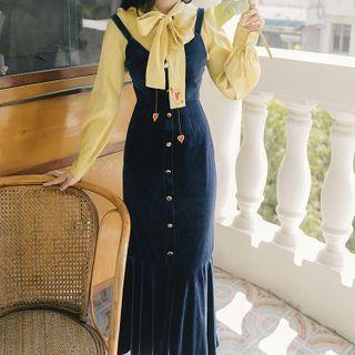 Set: Blouse + Velvet Sheath Dress