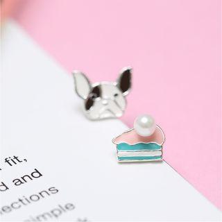 Non-matching Dog And Cake Earring