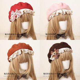 Lace Trim Beret Hat
