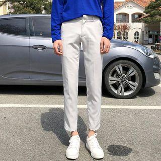 Straight-cut Colored Dress Pants In 2 Designs
