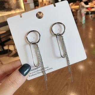 Fringed Alloy Earring 1 Pair - Silver Steel - Silver - One Size