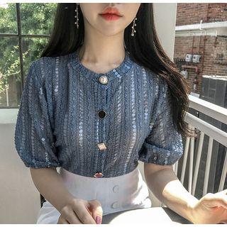 Short-sleeve Button-detailed Blouse