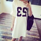 3/4-sleeve Numbering T-shirt Dress