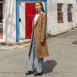 Double-breasted Belted Coat Camel - One Size