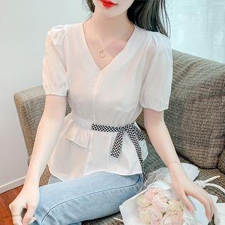 V-neck Slim Fit Bow Top