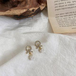 Rhinestone Faux Pearl Drop Earring 1 Pr - Gold - One Size