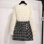 Crew-neck Sweater / Tweed Skirt / Set