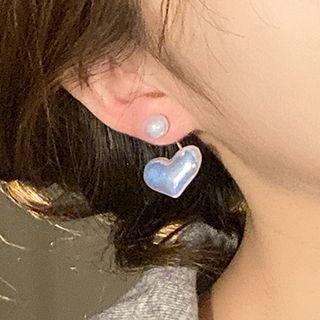Heart Glaze Swing Earring 1 Pair - White - One Size