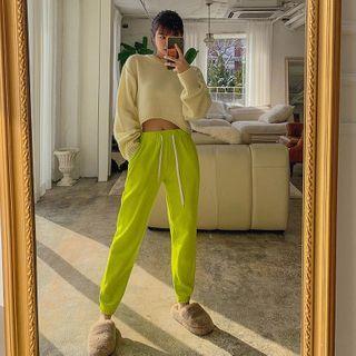 Drawstring-waist Colored Jogger Pants