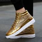 Faux-leather Glitter High-top Sneakers