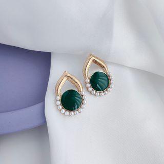 Faux Pearl Alloy Drop Earring 1 Pair - 925 Silver - One Size