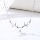 Deer Faux Crystal Pendant Sterling Silver Necklace Silver - One Size