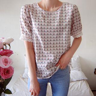 Lace-cuff Patterned Top