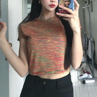 Melange Short-sleeve T-shirt As Shown In Figure - One Size