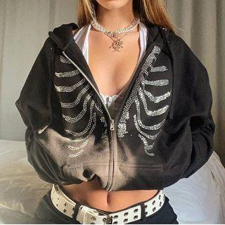 Rhinestone Zip Hoodie