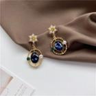 Faux Pearl Faux Crystal Dangle Earring 1 Pair - Earrings - Gold & Sapphire - One Size