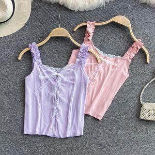 Lace Bow Frilled Tank Top