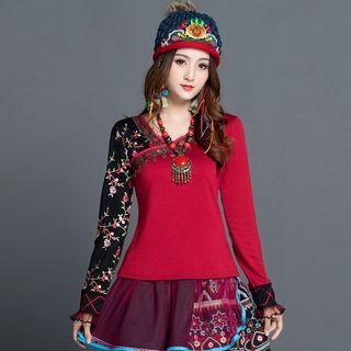 Ethnic Print Long-sleeve Top