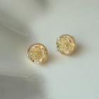 Flower Acrylic Alloy Earring 1 Pair - C-137 - Gold - One Size