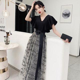 Short-sleeve A-line Evening Gown / Cocktail Dress