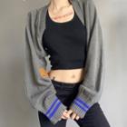 Cropped Open-front Cardigan Gray - M