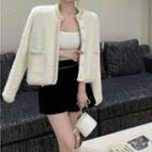Braided Trim Tweed Blazer / High Waist Shorts