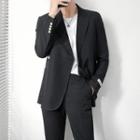 Asymmetrical Blazer / Straight Leg Dress Pants / Set
