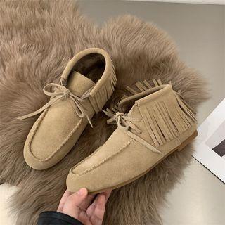 Lace-up Fringe Moccasins