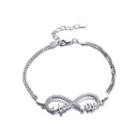 925 Sterling Silver Simple Elegant Fashion Limit Sign Bracelet With Cubic Zircon Silver - One Size