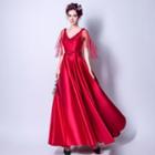Cape Tulle Satin Evening Gown