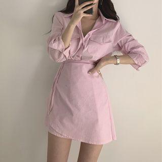 Irregular Striped Short-sleeve Mini Dress