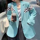 Checkerboard Panel Single-breasted Blazer