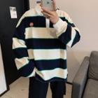 Striped Collared Oversize Pullover
