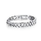 Fashion Personality Motorcycle Chain 316l Stainless Steel Asymmetrical Bracelet Silver - One Size