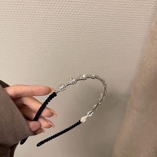 Shirred Headband Silver & Black - One Size