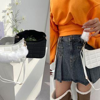 Faux-fur Quilted Shoulder Bag With Strap
