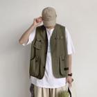 Couple Matching Buttoned Cargo Vest