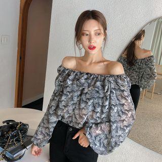 Off-shoulder Zebra Blouse Ivory - One Size