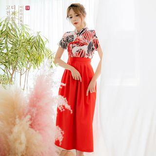 Modern Hanbok Red Long Skirt Red - One Size