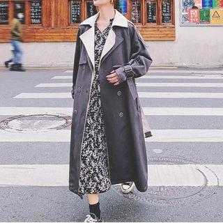 Contrast Collar Trench Coat