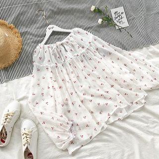 Cherry Print Lace-up Top