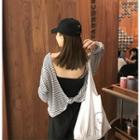 Open Back Striped Long-sleeve T-shirt / Cropped Pants