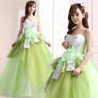 Sweetheart Neckline Lace Bow Evening Gown