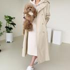 Cotton Maxi Trench Coat With Sash Light Beige - One Size