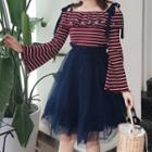 Mock Two Piece Long-sleeve A-line Dress