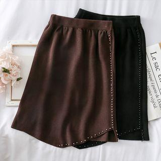 Asymmetric Knit A-line Skirt